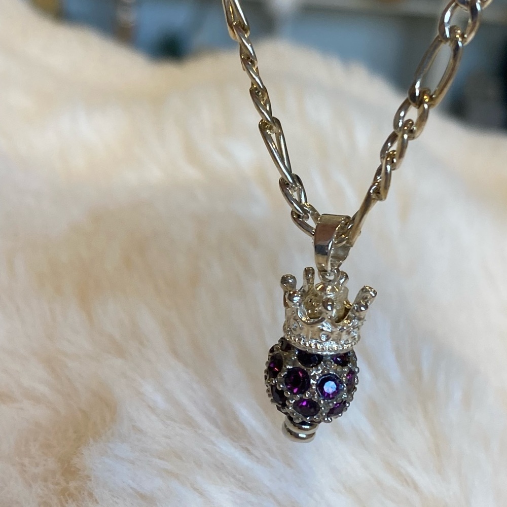 NWT STERLING Silver and Purple AMETHYST SWAROWSKY Pendant Necklace - Picture 7 of 9